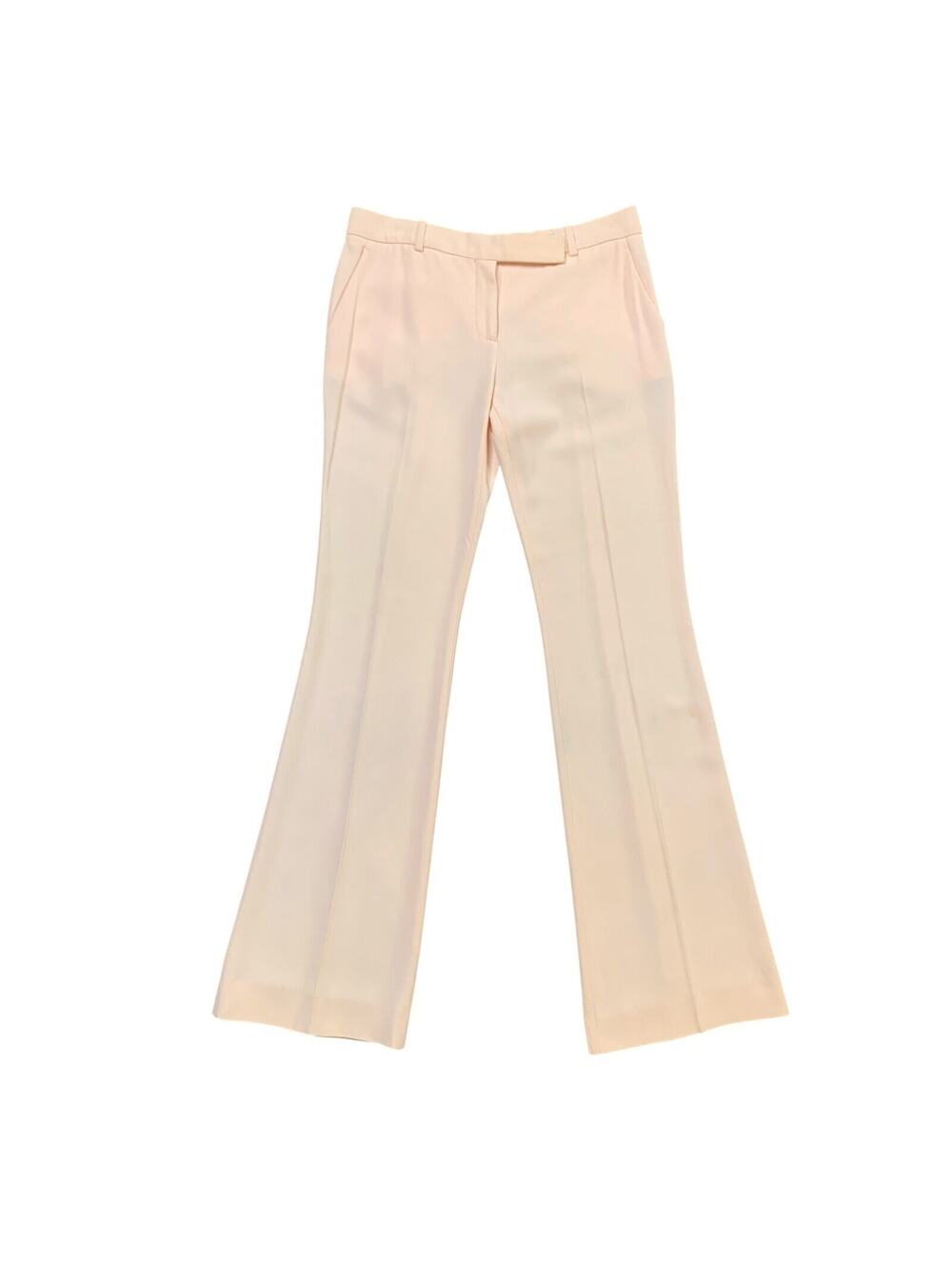Alexander McQueen Pants Womens 42 Light Pink Flared Leg Tailored Crepe Trousers